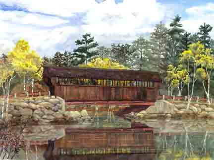 Custom painting of the Eastman Covered Bridge in New Hampshire.